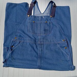 TOUGHSKINS Overalls Bibs Mens 44 x 28 Blue Jean Denim Work Bib Jeans Sears Zip